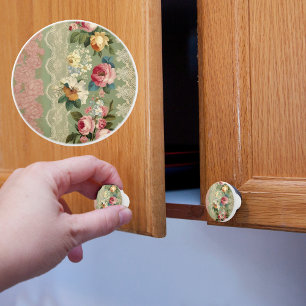 Bouton De Porte En Céramique Rayures Élégantes de Vintage