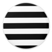 Bouton De Porte En Céramique Rayures noires et blanches (Devant)