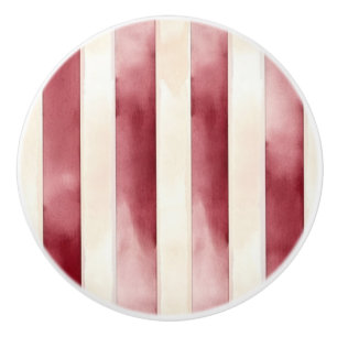 Bouton De Porte En Céramique Rayures rouges crème