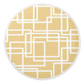 Bouton De Porte En Céramique Rectangles blanches rétro modernes sur chameau (Devant)