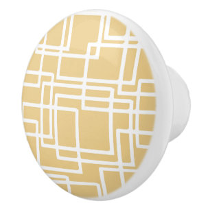 Bouton De Porte En Céramique Rectangles Blancs Rétro Modernes Sur Chameau