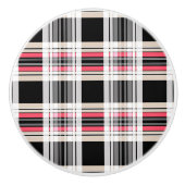 Bouton De Porte En Céramique Red black white plaid (Devant)
