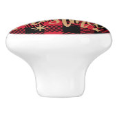 Bouton De Porte En Céramique Red Buffalo Plaid Mr & Mrs Joyeux Noël (Côté)