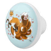 Bouton De Porte En Céramique Red Fox Tails Kitsune Kasai (Droite)