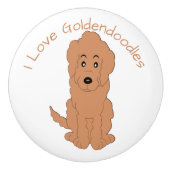 Bouton De Porte En Céramique Red Goldendoodle Dog Design (Devant)