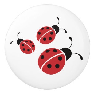 Bouton De Porte En Céramique Red Ladybug Trio