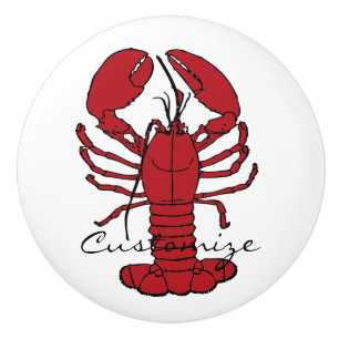 Bouton De Porte En Céramique Red Maine Lobster Thunder_Cove