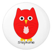 Bouton De Porte En Céramique Red Owl Design Personalised (Devant)