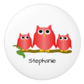Bouton De Porte En Céramique Red Owl Design Personalised (Devant)