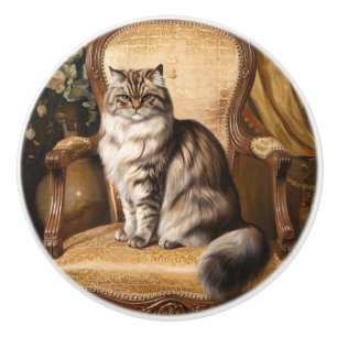 Bouton De Porte En Céramique Regal Perse Chat peinture Vintage style
