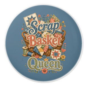 Bouton De Porte En Céramique Reine du panier à tissus Quilter Cottagecore