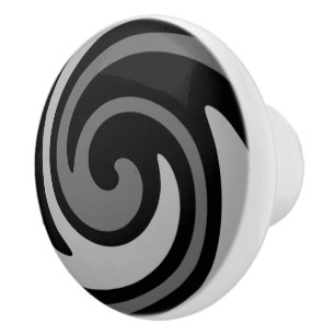 Bouton De Porte En Céramique Remous abstrait moderne noir et gris