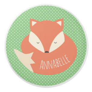 Bouton De Porte En Céramique Renard couché mou personnalisé