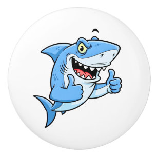 Bouton De Porte En Céramique Requin pouce levé Cool