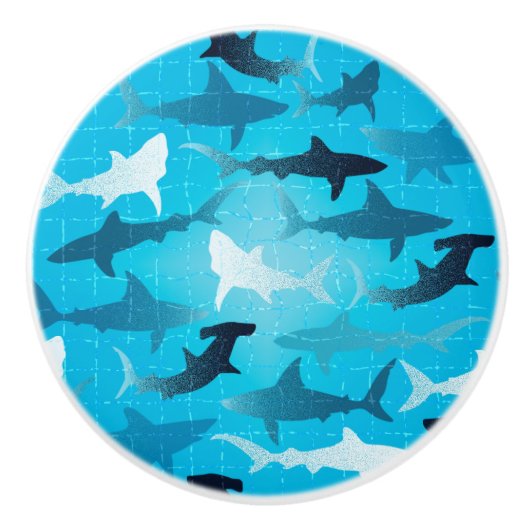 Bouton De Porte En Céramique requins ! (Devant)