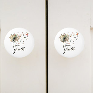 Bouton De Porte En Céramique Respire le Dandelion avec des papillons