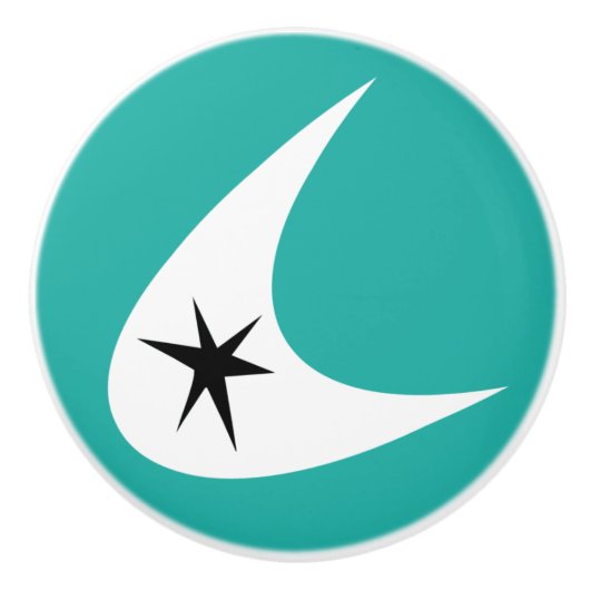 Bouton De Porte En Céramique Retro Boomerang (Devant)