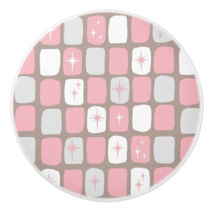 Bouton De Porte En Céramique Rétro bouton en céramique rose de Starbursts