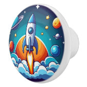 Bouton De Porte En Céramique Retro, fusée spatiale (Droite)