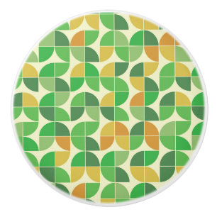 Bouton De Porte En Céramique Rétro milieu du siècle Géométrique floral vert