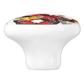 Bouton De Porte En Céramique Rétro motif floral (Côté)