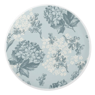 Bouton De Porte En Céramique Rétro motif floral avec des fleurs de viburnum