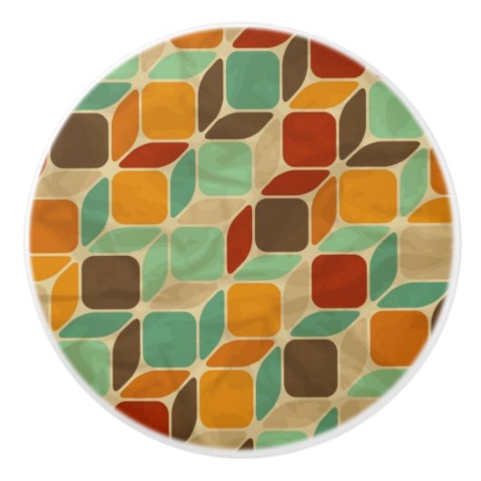 Bouton De Porte En Céramique Rétro motif géométrique 4 (Devant)