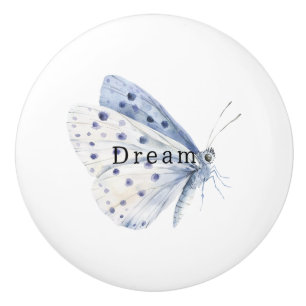 Bouton De Porte En Céramique Rêve de papillon blanc lavande pourpre