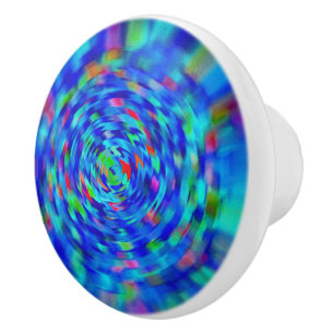 Bouton De Porte En Céramique Ride de l'étang bleu