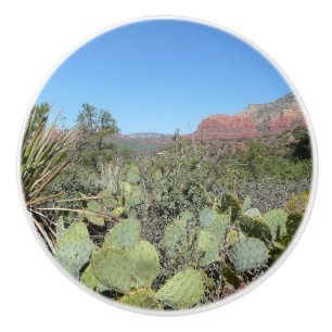 Bouton De Porte En Céramique Rochers rouges et cactus I