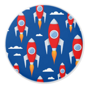 Bouton De Porte En Céramique Rocket Ships Boys Room
