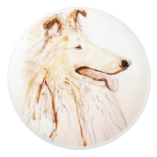 Bouton De Porte En Céramique Ron Hevener Collie Dog