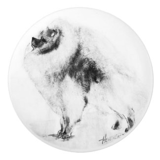 Bouton De Porte En Céramique Ron Hevener Pomeranian Dog