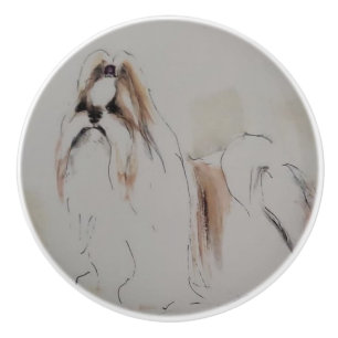 Bouton De Porte En Céramique Ron Hevener Shih-Tzu