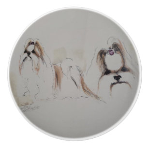 Bouton De Porte En Céramique Ron Hevener Shih-Tzu