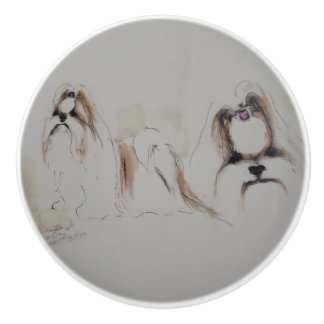 Bouton De Porte En Céramique Ron Hevener Shih-Tzu