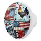 Bouton De Porte En Céramique Rooster American Folk Art Drapeau (Droite)