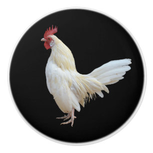 BOUTON DE PORTE EN CÉRAMIQUE ROOSTER* BLANC