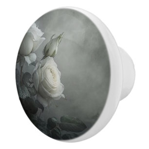 Bouton De Porte En Céramique Rose blanche
