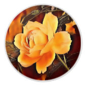 Bouton De Porte En Céramique Rose de flamme (Devant)