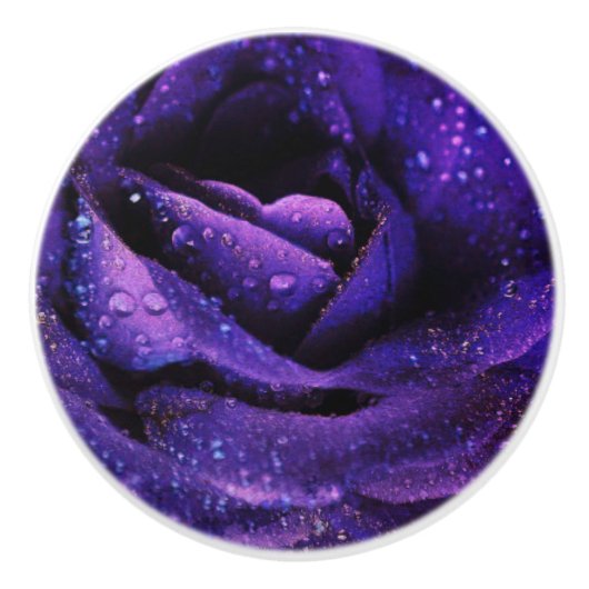 Bouton De Porte En Céramique Rose de pourpre (Devant)