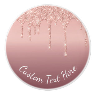 Bouton De Porte En Céramique Rose de texte personnalisé Gold Blush Parties scin