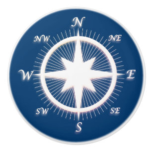 Bouton De Porte En Céramique Rose des vents Compas nautique Personnalisé