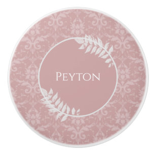 Bouton De Porte En Céramique Rose Elegant Damask Ceramic Personnalisé Knob