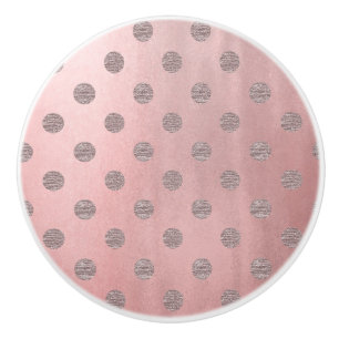 Bouton De Porte En Céramique Rose Gold Rose Clair Brillant Glamour Points Moder