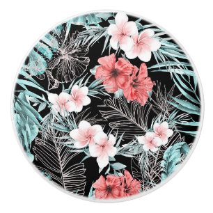 Bouton De Porte En Céramique Rose Gold Tropical Botanical Island Paradise Chic