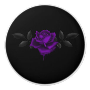 Bouton De Porte En Céramique Rose gothique foncé de pourpre