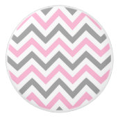 Bouton De Porte En Céramique Rose, Gris Dk What Grand Motif Chevron ZigZag (Devant)