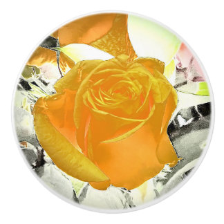 Bouton De Porte En Céramique Rose jaune éclate