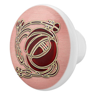 Bouton De Porte En Céramique Rose Macintosh sur Pink. Touche de porte